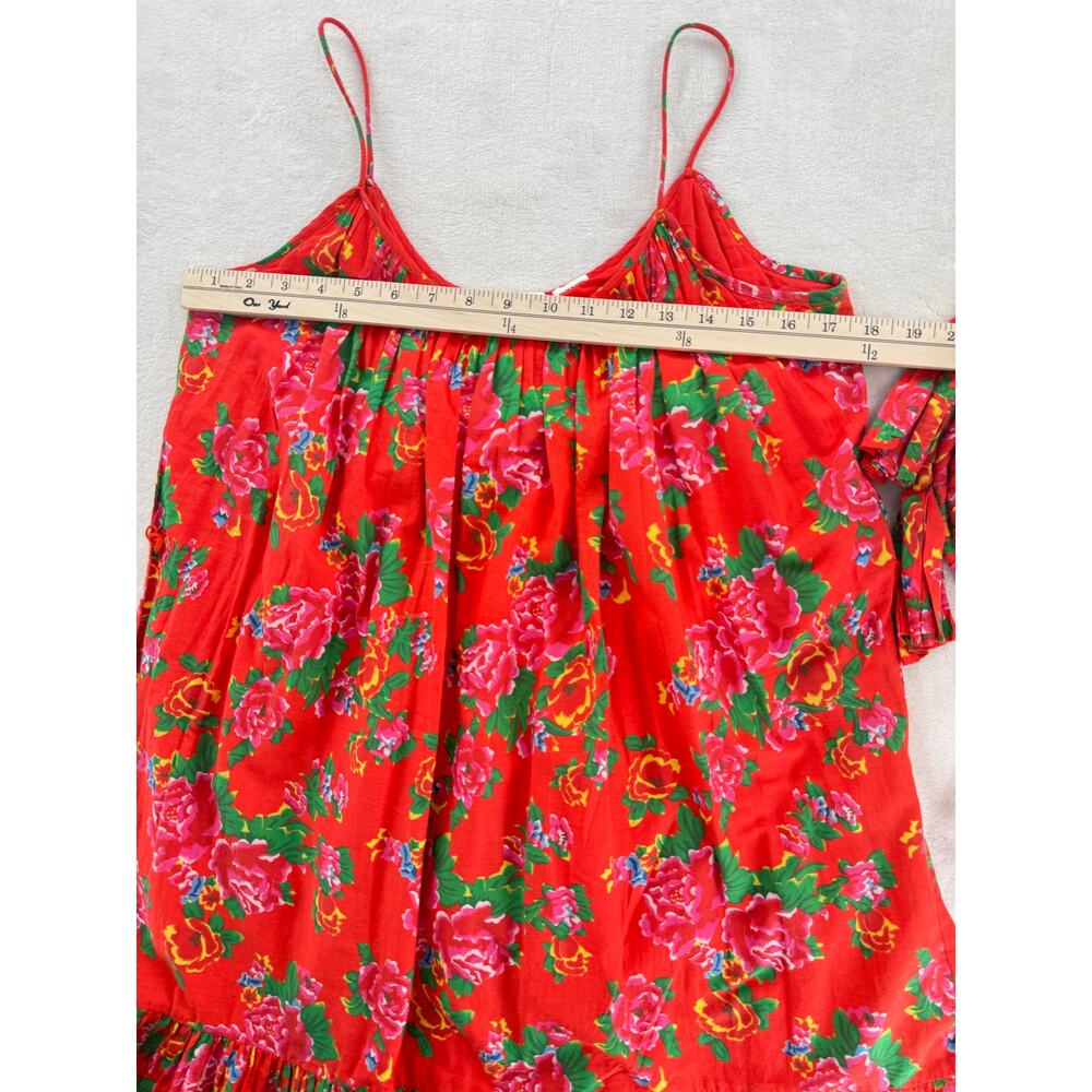 Rhode Red Lea Floral Sleeveless Dress Tie Waist Cotton Twirl Large Sundress L - Picture 9 of 10